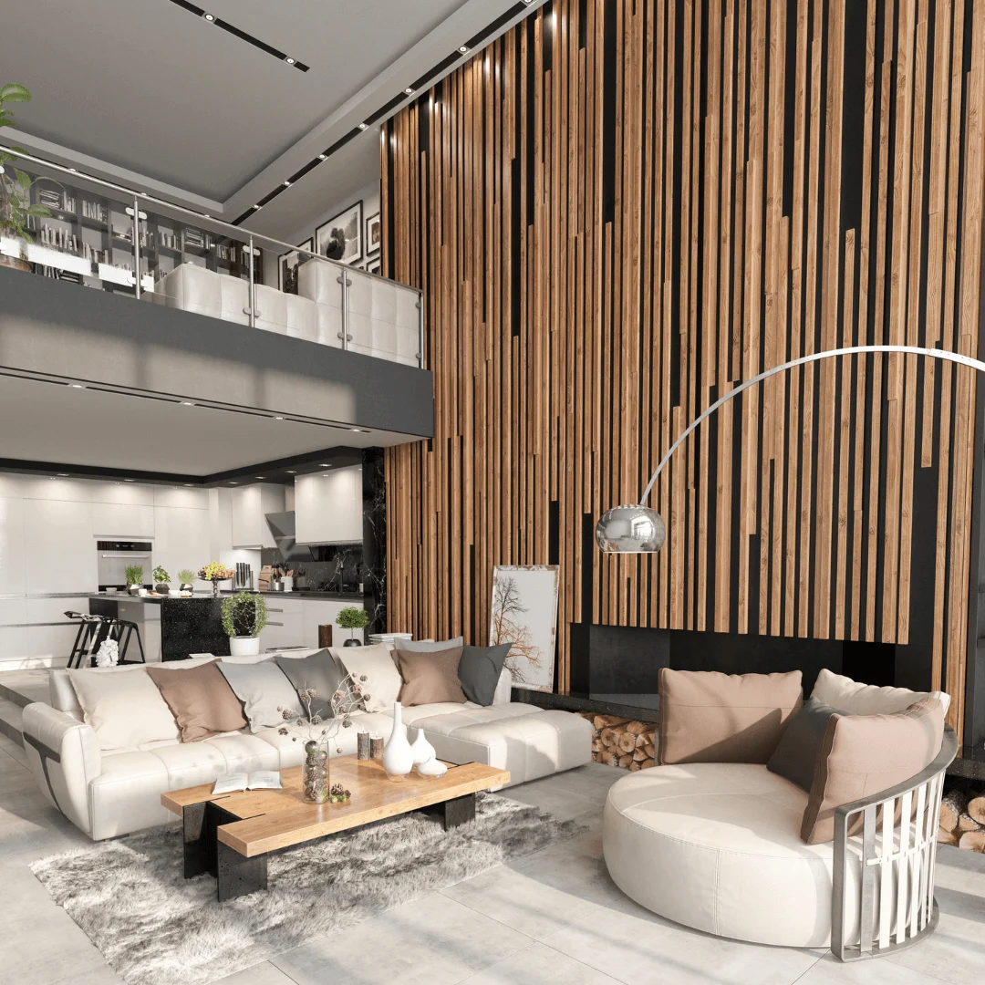 Modern Indian Living Space with Jute Rug and Low Seating
