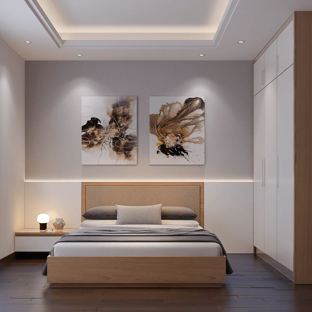 False ceiling with cove lighting in a Bangalore home interior
